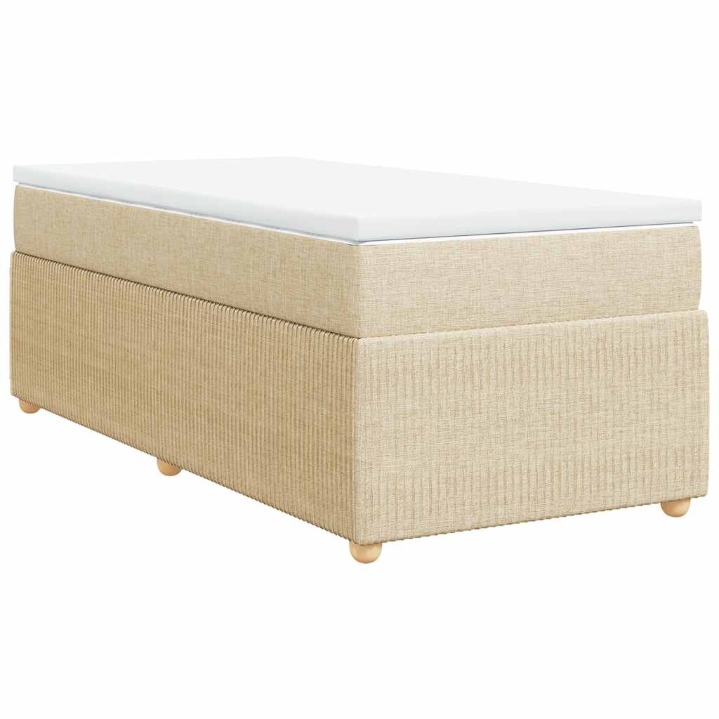 Κρεβάτι Boxspring με Στρώμα Κρεμ 100 x 200 εκ. Υφασμάτινο