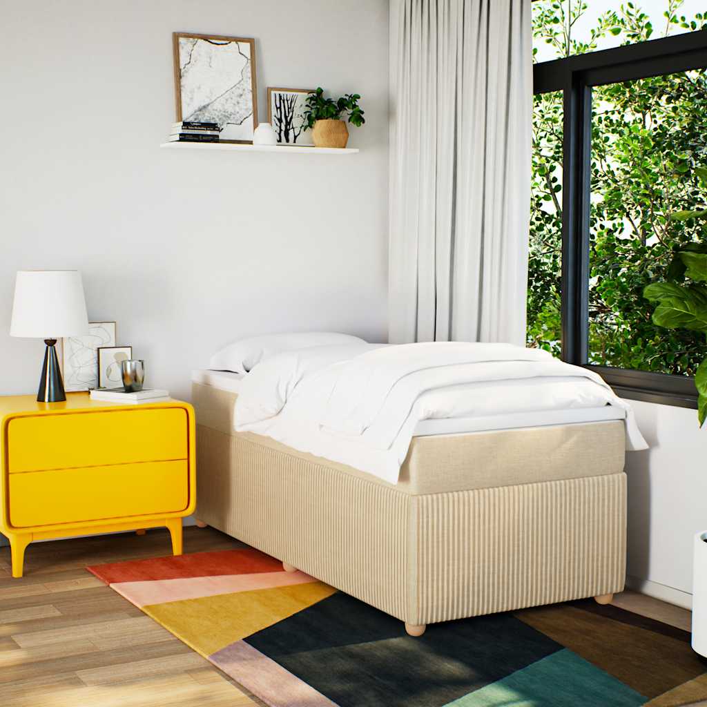Κρεβάτι Boxspring με Στρώμα Κρεμ 100 x 200 εκ. Υφασμάτινο