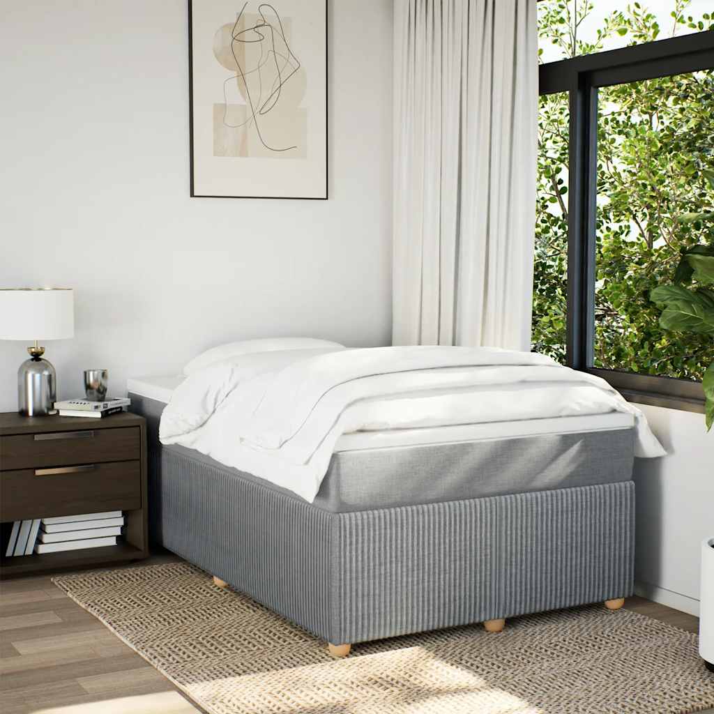Κρεβάτι Boxspring με Στρώμα Ανοιχτό Γκρι 120x190 εκ. Υφασμάτινο