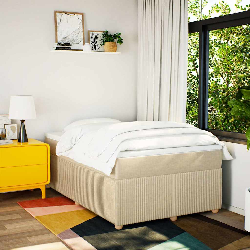 Κρεβάτι Boxspring με Στρώμα Κρεμ 120x200 εκ. Υφασμάτινο