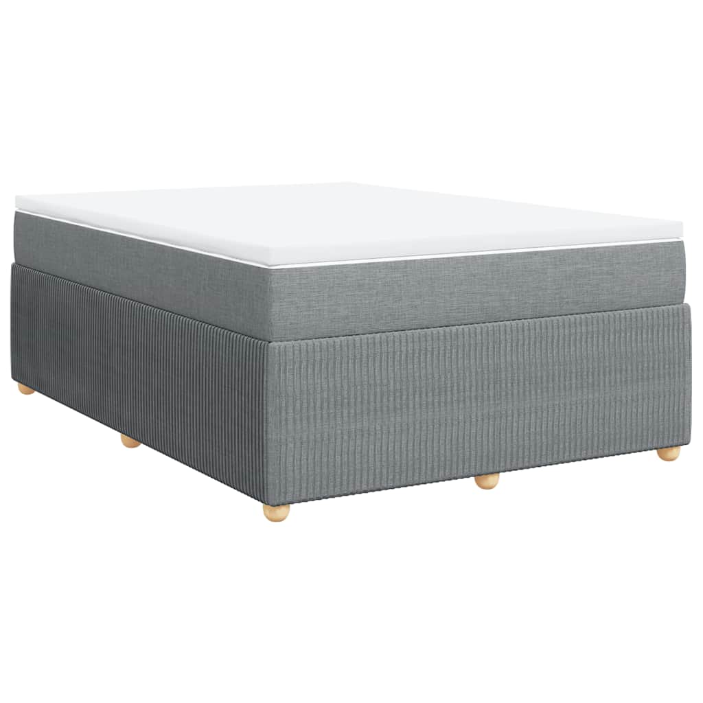 Κρεβάτι Boxspring με Στρώμα Ανοιχτό Γκρι 140x190 εκ. Υφασμάτινο