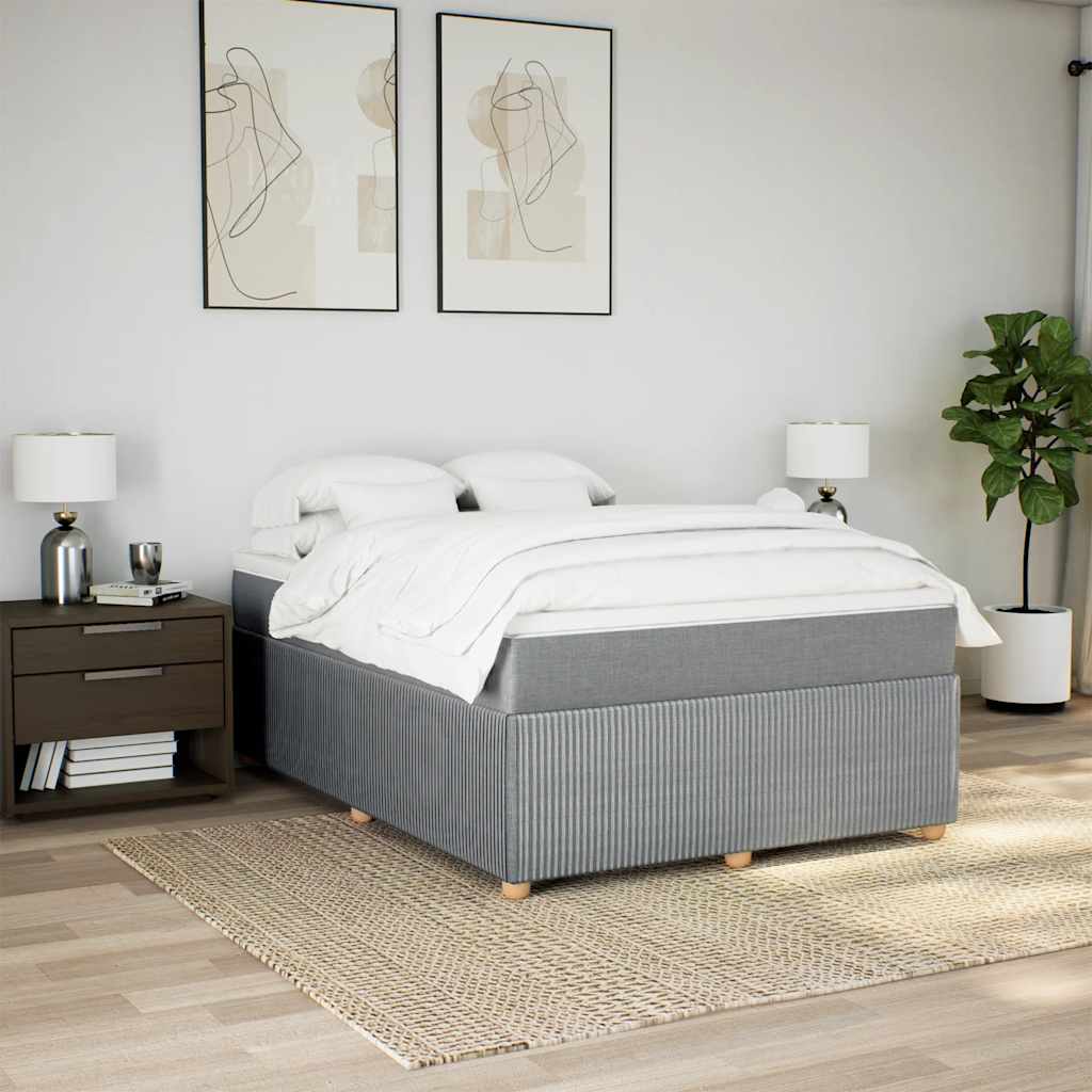 Κρεβάτι Boxspring με Στρώμα Ανοιχτό Γκρι 140x190 εκ. Υφασμάτινο