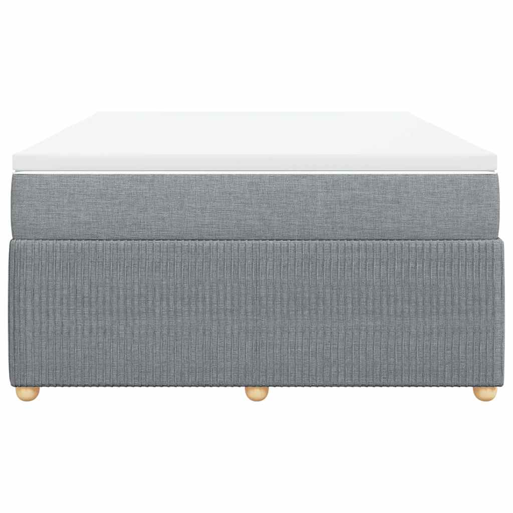 Κρεβάτι Boxspring με Στρώμα Ανοιχτό Γκρι 140x190 εκ. Υφασμάτινο
