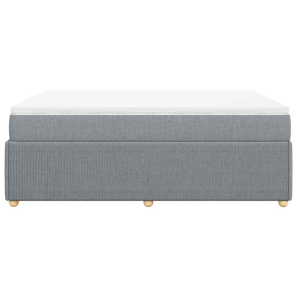 Κρεβάτι Boxspring με Στρώμα Ανοιχτό Γκρι 140x190 εκ. Υφασμάτινο