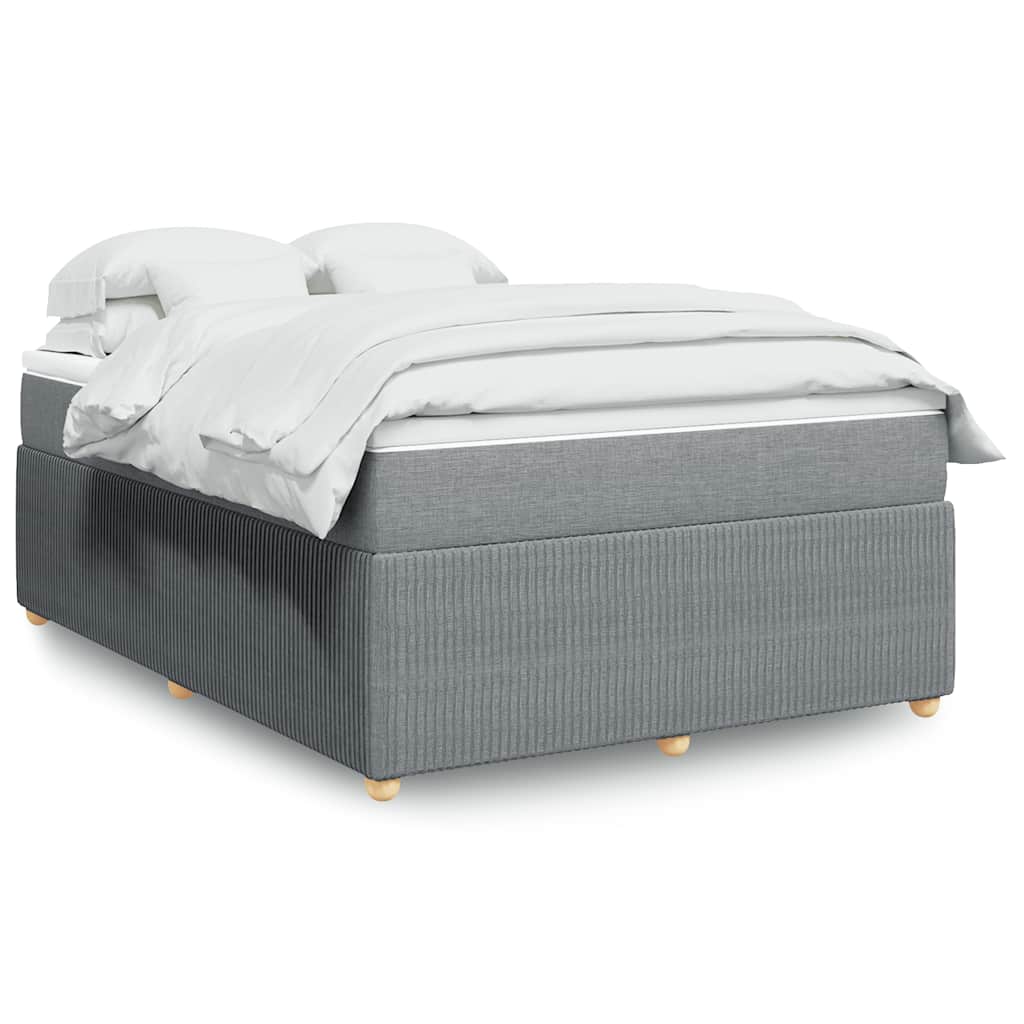 Κρεβάτι Boxspring με Στρώμα Ανοιχτό Γκρι 140x190 εκ. Υφασμάτινο
