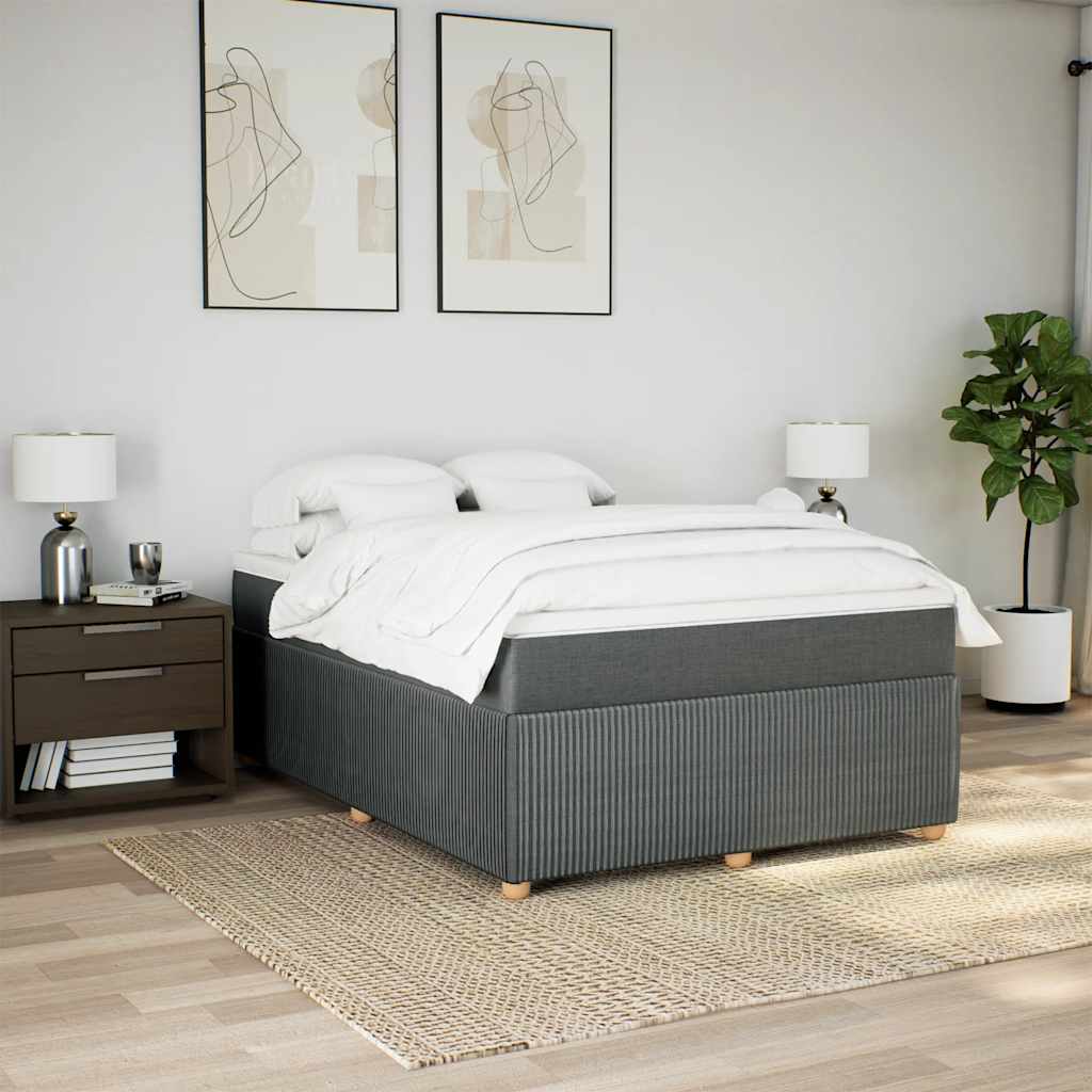 Κρεβάτι Boxspring με Στρώμα Σκούρο Γκρι 140x190 εκ. Υφασμάτινο