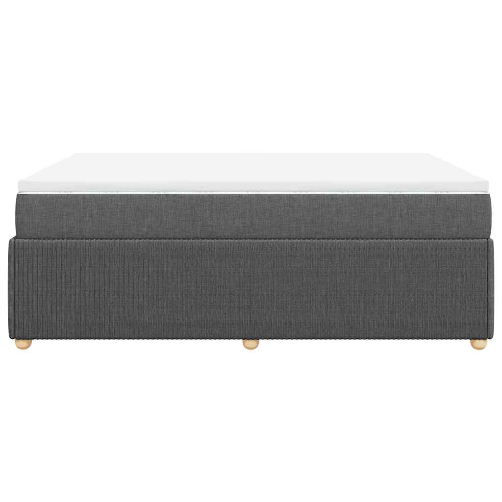 Κρεβάτι Boxspring με Στρώμα Σκούρο Γκρι 140x190 εκ. Υφασμάτινο