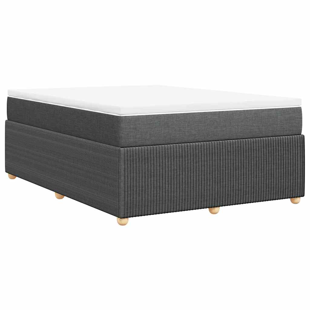 Κρεβάτι Boxspring με Στρώμα Σκούρο Γκρι 140x190 εκ. Υφασμάτινο