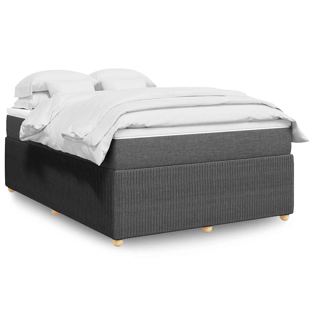 Κρεβάτι Boxspring με Στρώμα Σκούρο Γκρι 140x190 εκ. Υφασμάτινο