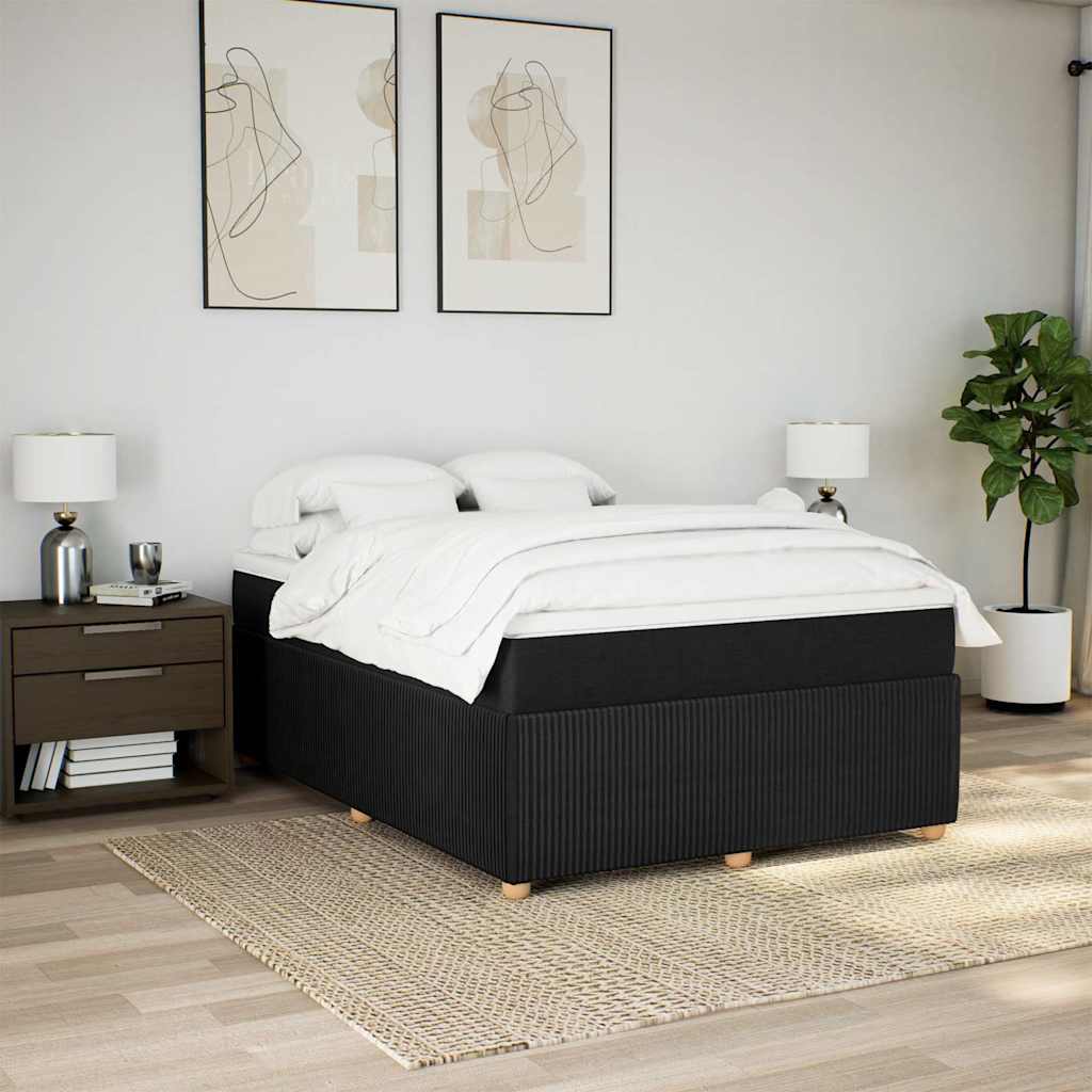 Κρεβάτι Boxspring με Στρώμα Μαύρο 140x190 εκ. Υφασμάτινο
