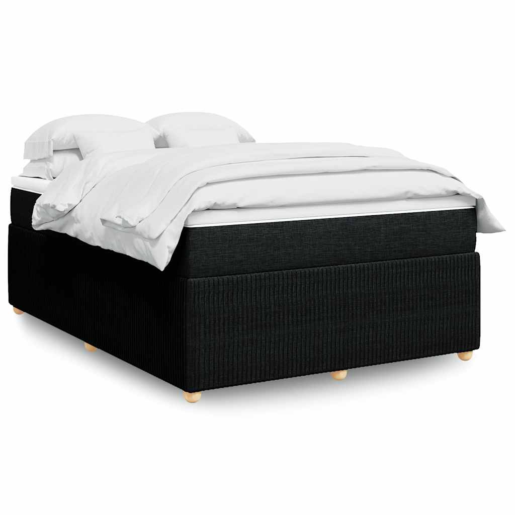 Κρεβάτι Boxspring με Στρώμα Μαύρο 140x190 εκ. Υφασμάτινο