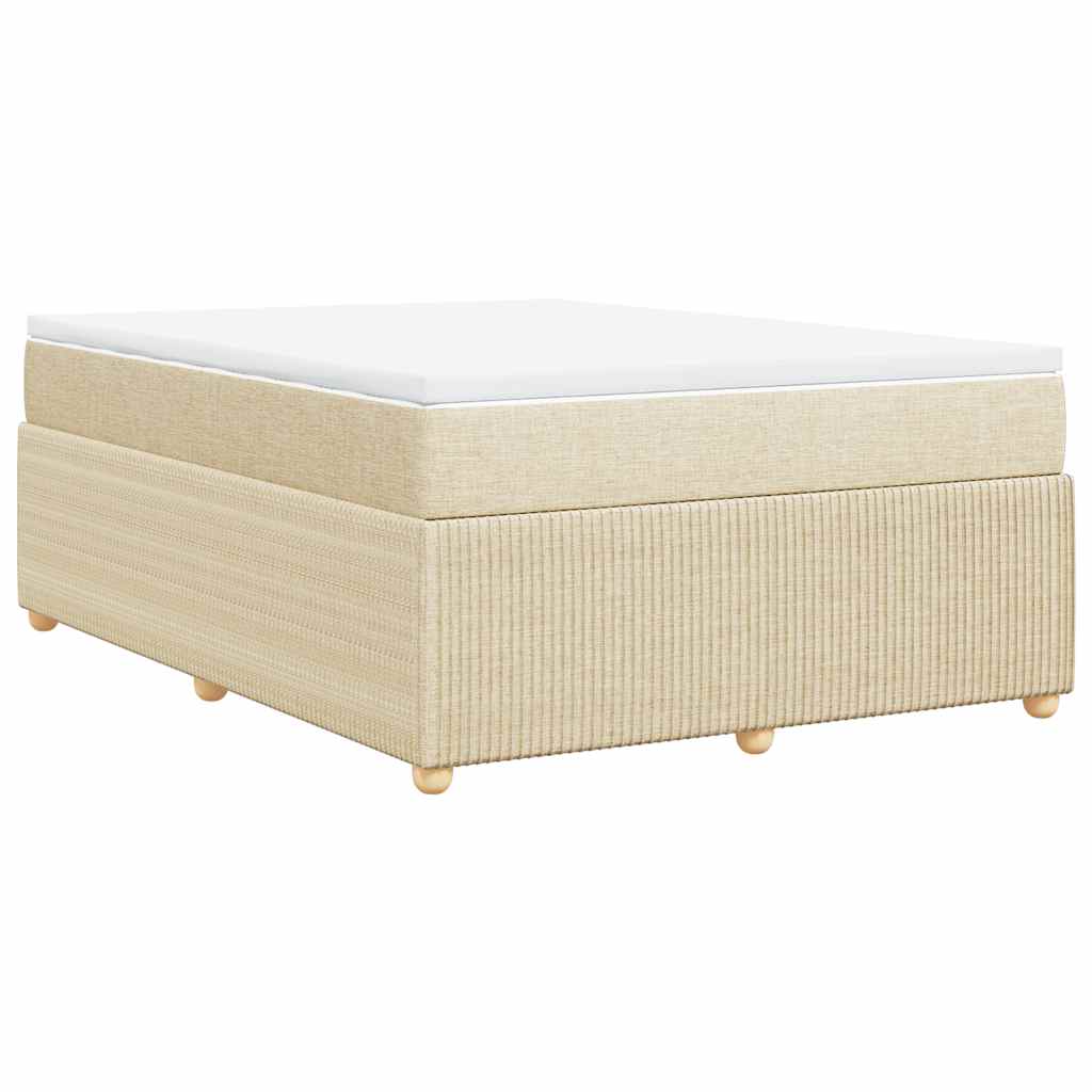 Κρεβάτι Boxspring με Στρώμα Κρεμ 140x190 εκ. Υφασμάτινο - Pakobazaar