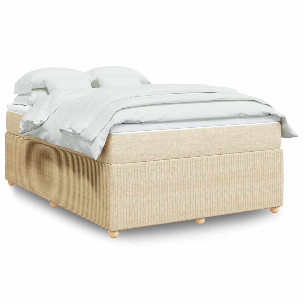 Κρεβάτι Boxspring με Στρώμα Κρεμ 140x190 εκ. Υφασμάτινο - Pakobazaar
