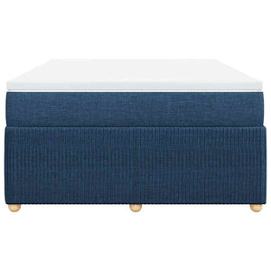 Κρεβάτι Boxspring με Στρώμα Μπλε 140x190 εκ. Υφασμάτινο