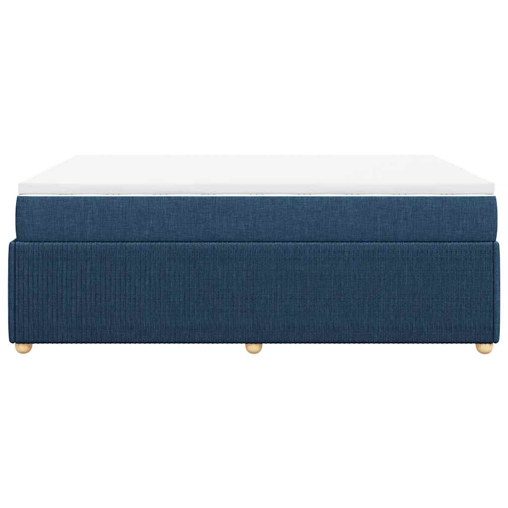Κρεβάτι Boxspring με Στρώμα Μπλε 140x190 εκ. Υφασμάτινο