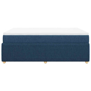 Κρεβάτι Boxspring με Στρώμα Μπλε 140x190 εκ. Υφασμάτινο