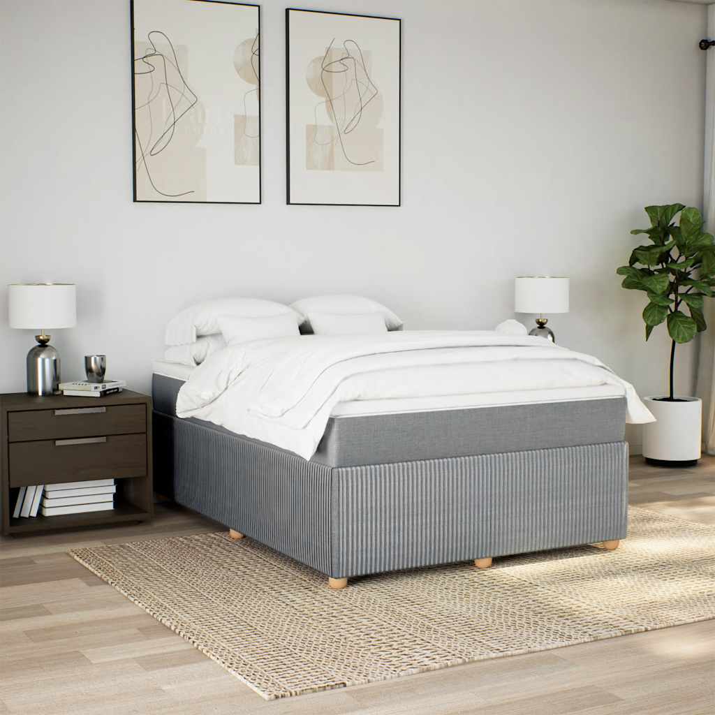 Κρεβάτι Boxspring με Στρώμα Ανοιχτό Γκρι 140x200 εκ. Υφασμάτινο
