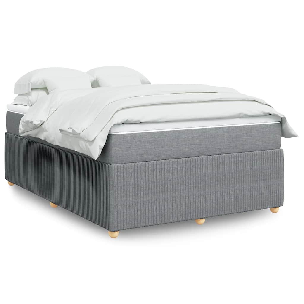 Κρεβάτι Boxspring με Στρώμα Ανοιχτό Γκρι 140x200 εκ. Υφασμάτινο
