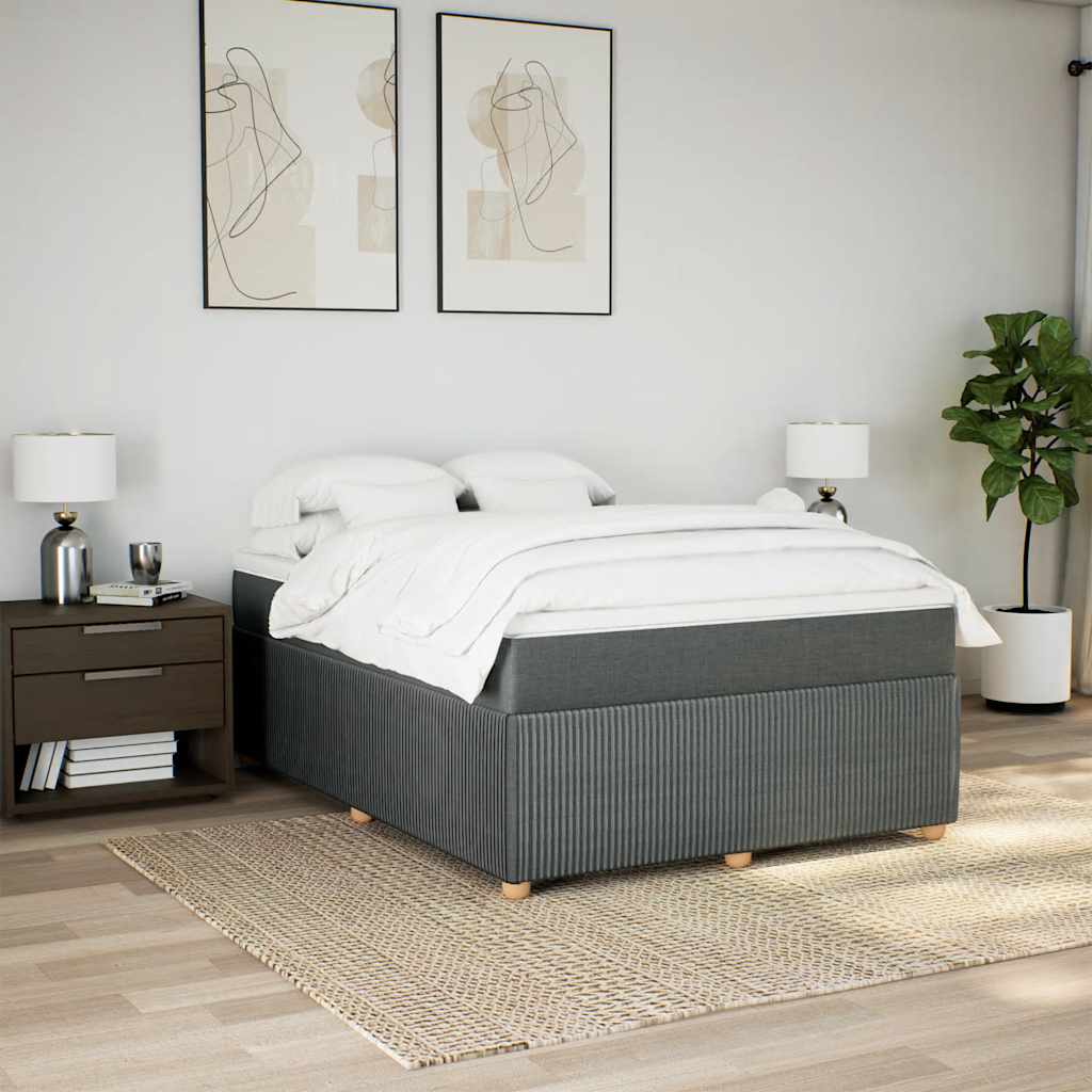 Κρεβάτι Boxspring με Στρώμα Σκούρο Γκρι 140x200 εκ Υφασμάτινο - Pakobazaar