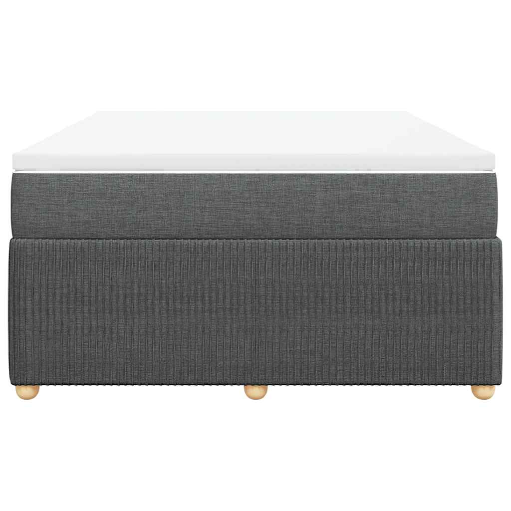 Κρεβάτι Boxspring με Στρώμα Σκούρο Γκρι 140x200 εκ Υφασμάτινο - Pakobazaar