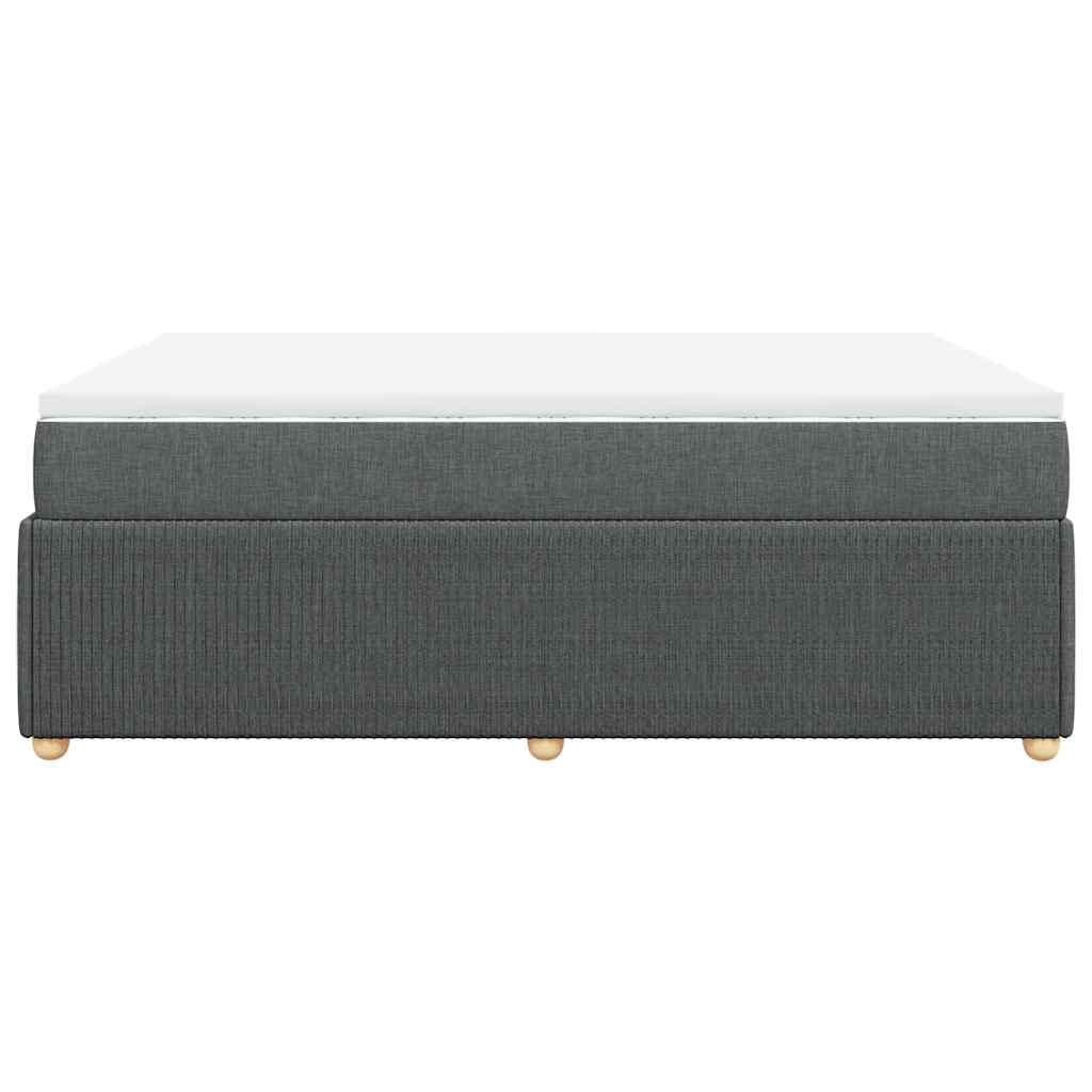 Κρεβάτι Boxspring με Στρώμα Σκούρο Γκρι 140x200 εκ Υφασμάτινο - Pakobazaar