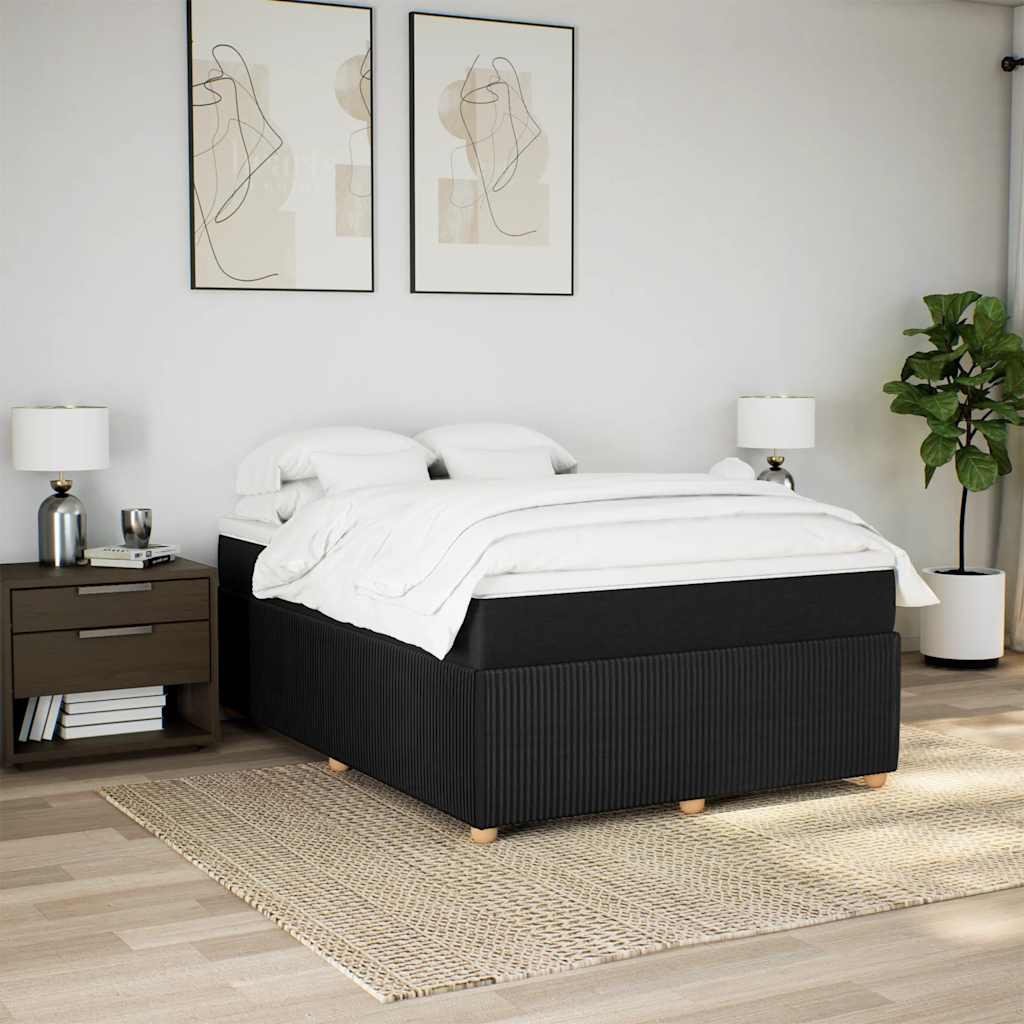 Κρεβάτι Boxspring με Στρώμα Μαύρο 140x200 εκ. Υφασμάτινο - Pakobazaar