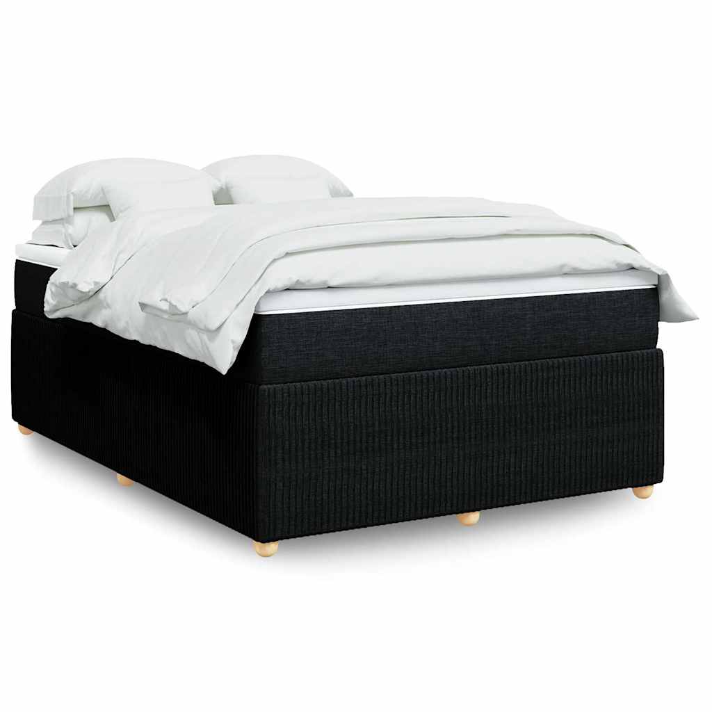 Κρεβάτι Boxspring με Στρώμα Μαύρο 140x200 εκ. Υφασμάτινο - Pakobazaar