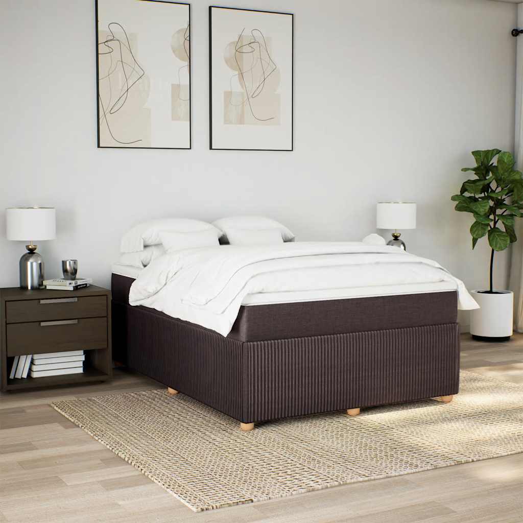 Κρεβάτι Boxspring με Στρώμα Σκούρο Καφέ 140x200 εκ Υφασμάτινο - Pakobazaar
