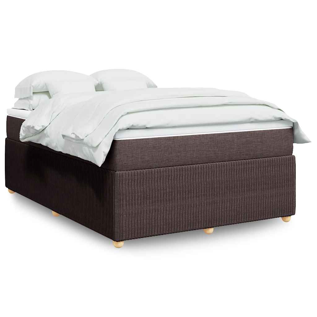 Κρεβάτι Boxspring με Στρώμα Σκούρο Καφέ 140x200 εκ Υφασμάτινο - Pakobazaar