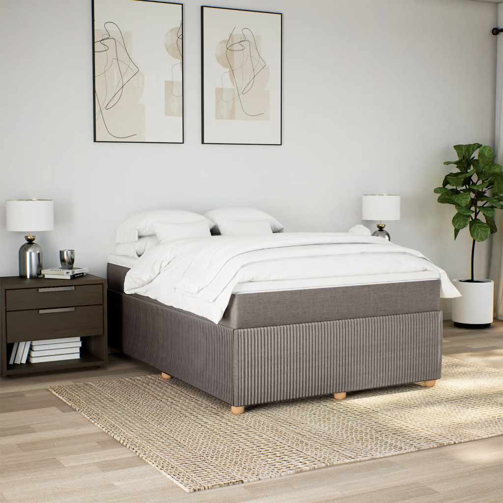 Κρεβάτι Boxspring με Στρώμα Taupe 140x200 εκ. Υφασμάτινο - Pakobazaar