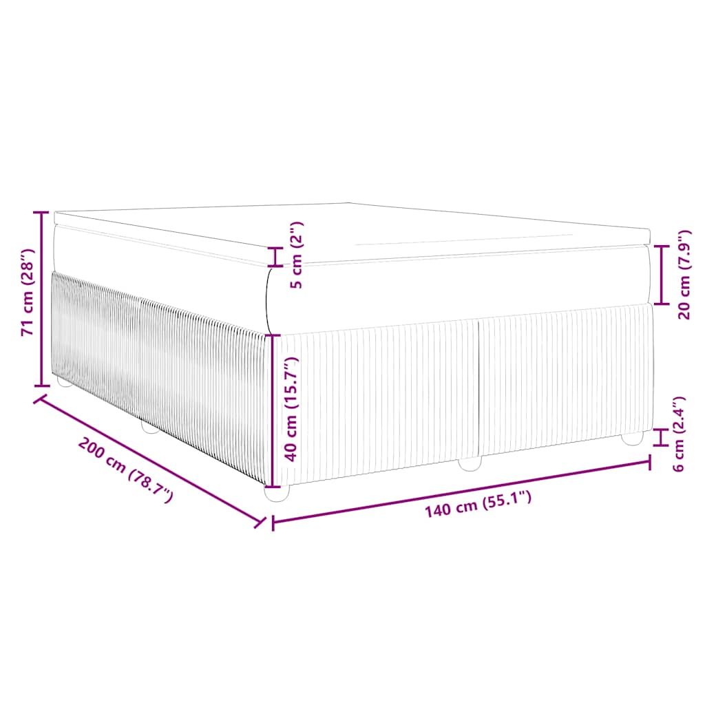 Κρεβάτι Boxspring με Στρώμα Taupe 140x200 εκ. Υφασμάτινο - Pakobazaar