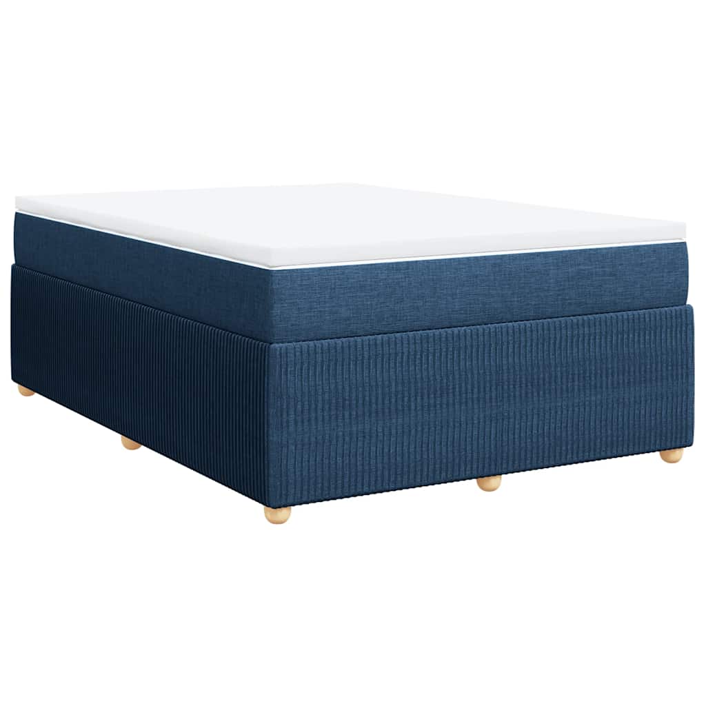 Κρεβάτι Boxspring με Στρώμα Μπλε 140x200 εκ. Υφασμάτινο - Pakobazaar