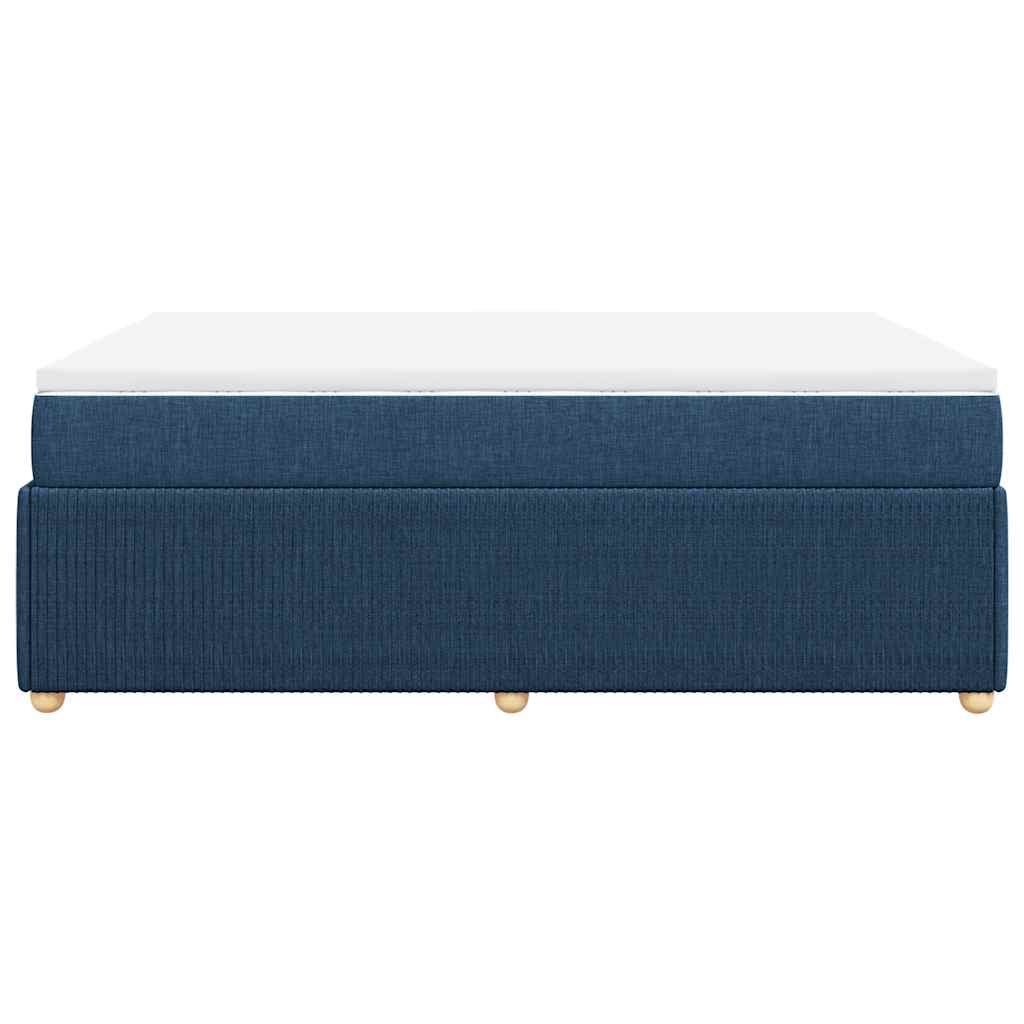 Κρεβάτι Boxspring με Στρώμα Μπλε 140x200 εκ. Υφασμάτινο - Pakobazaar