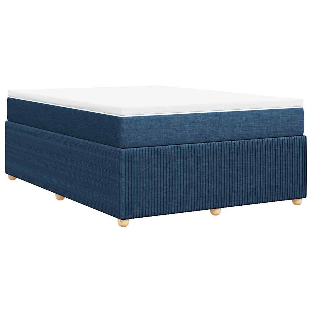Κρεβάτι Boxspring με Στρώμα Μπλε 140x200 εκ. Υφασμάτινο - Pakobazaar