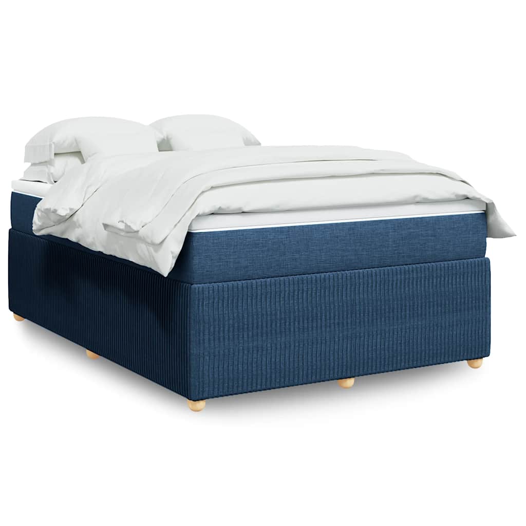 Κρεβάτι Boxspring με Στρώμα Μπλε 140x200 εκ. Υφασμάτινο - Pakobazaar