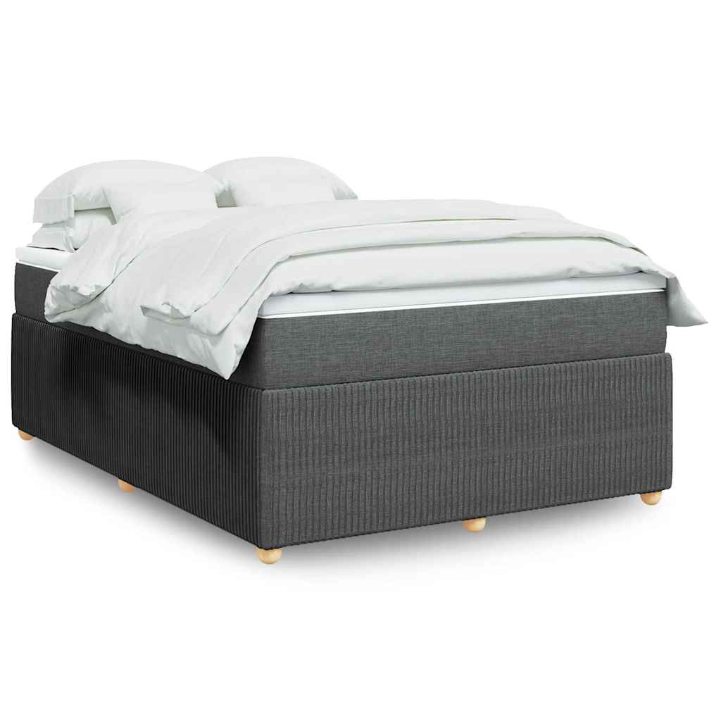 Κρεβάτι Boxspring με Στρώμα Σκούρο Γκρι 160x200 εκ Υφασμάτινο - Pakobazaar