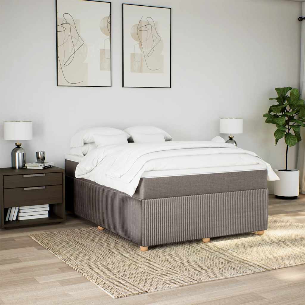 Κρεβάτι Boxspring με Στρώμα Taupe 160x200 εκ. Υφασμάτινο - Pakobazaar