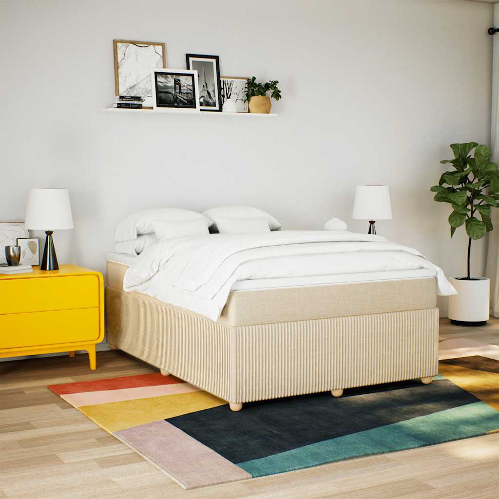 Κρεβάτι Boxspring με Στρώμα Κρεμ 160x200 εκ. Υφασμάτινο - Pakobazaar
