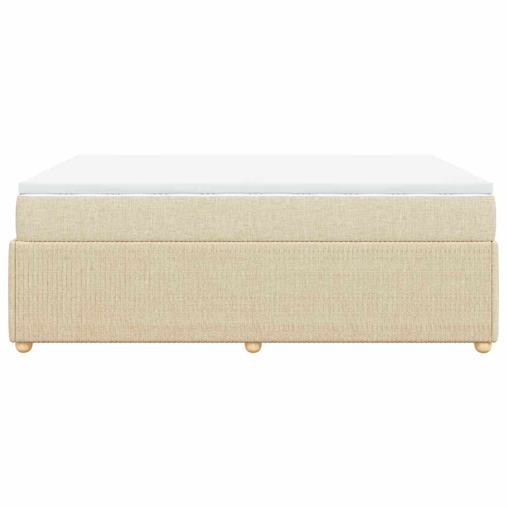 Κρεβάτι Boxspring με Στρώμα Κρεμ 160x200 εκ. Υφασμάτινο - Pakobazaar