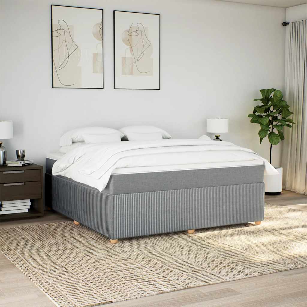 Κρεβάτι Boxspring με Στρώμα Ανοιχτό Γκρι 180x200 εκ. Υφασμάτινο - Pakobazaar