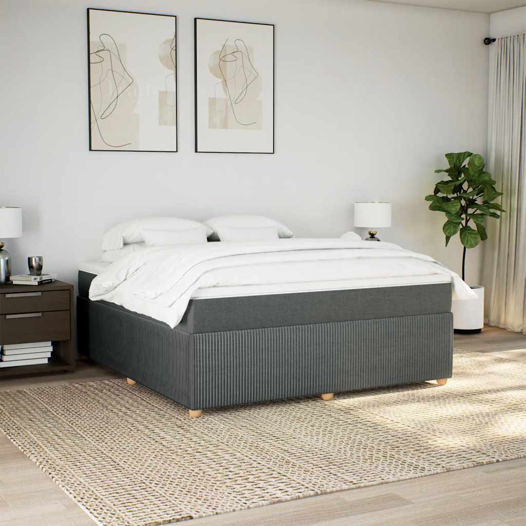 Κρεβάτι Boxspring με Στρώμα Σκούρο Γκρι 180x200 εκ Υφασμάτιν - Pakobazaar