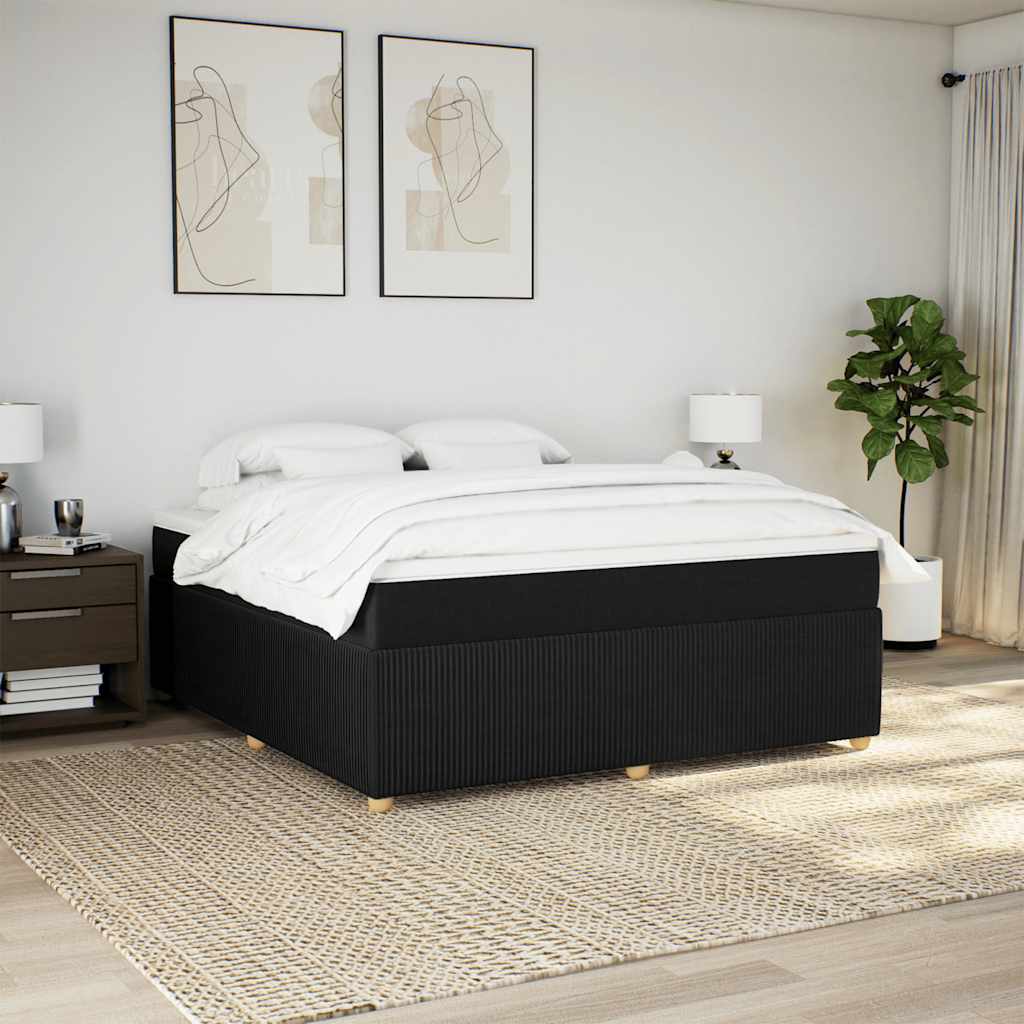 Κρεβάτι Boxspring με Στρώμα Μαύρο 180x200 εκ. Υφασμάτινο - Pakobazaar