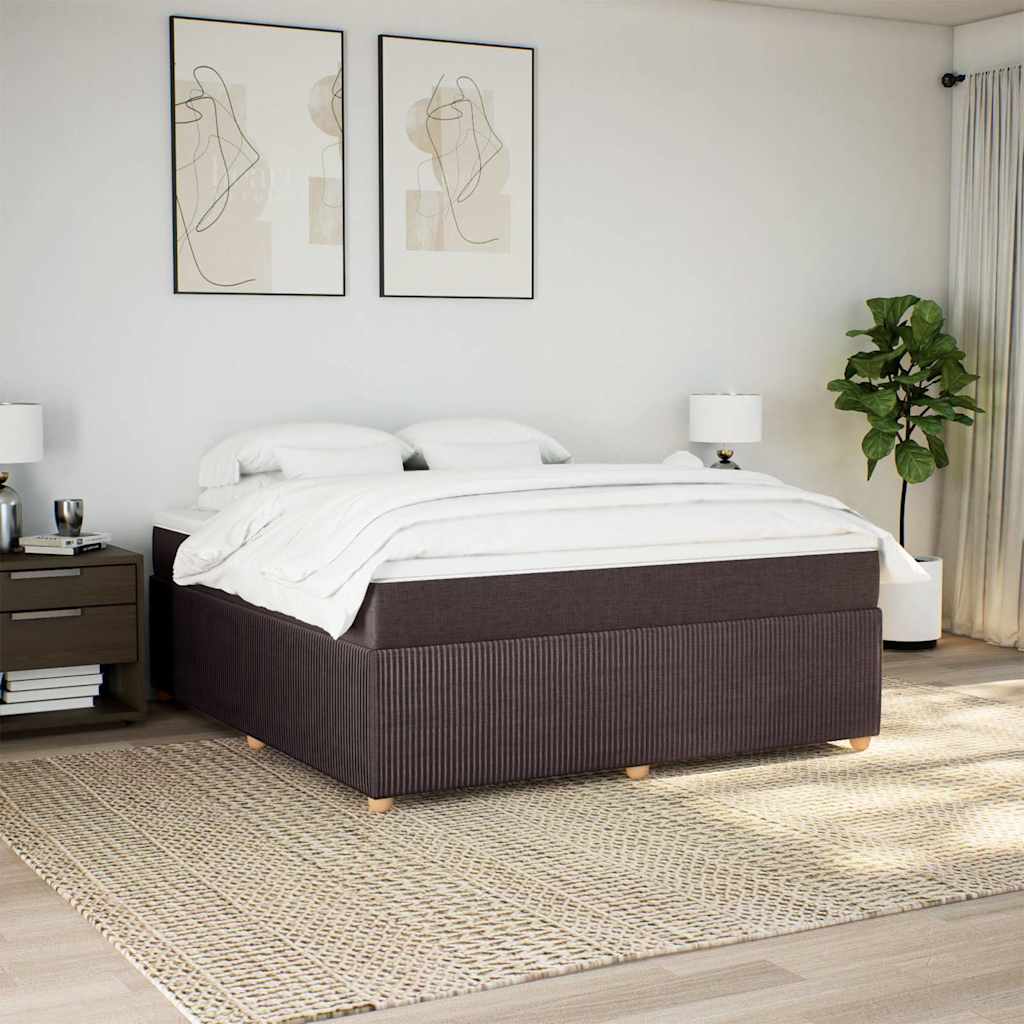 Κρεβάτι Boxspring με Στρώμα Σκούρο Καφέ 180x200 εκ Υφασμάτινο - Pakobazaar