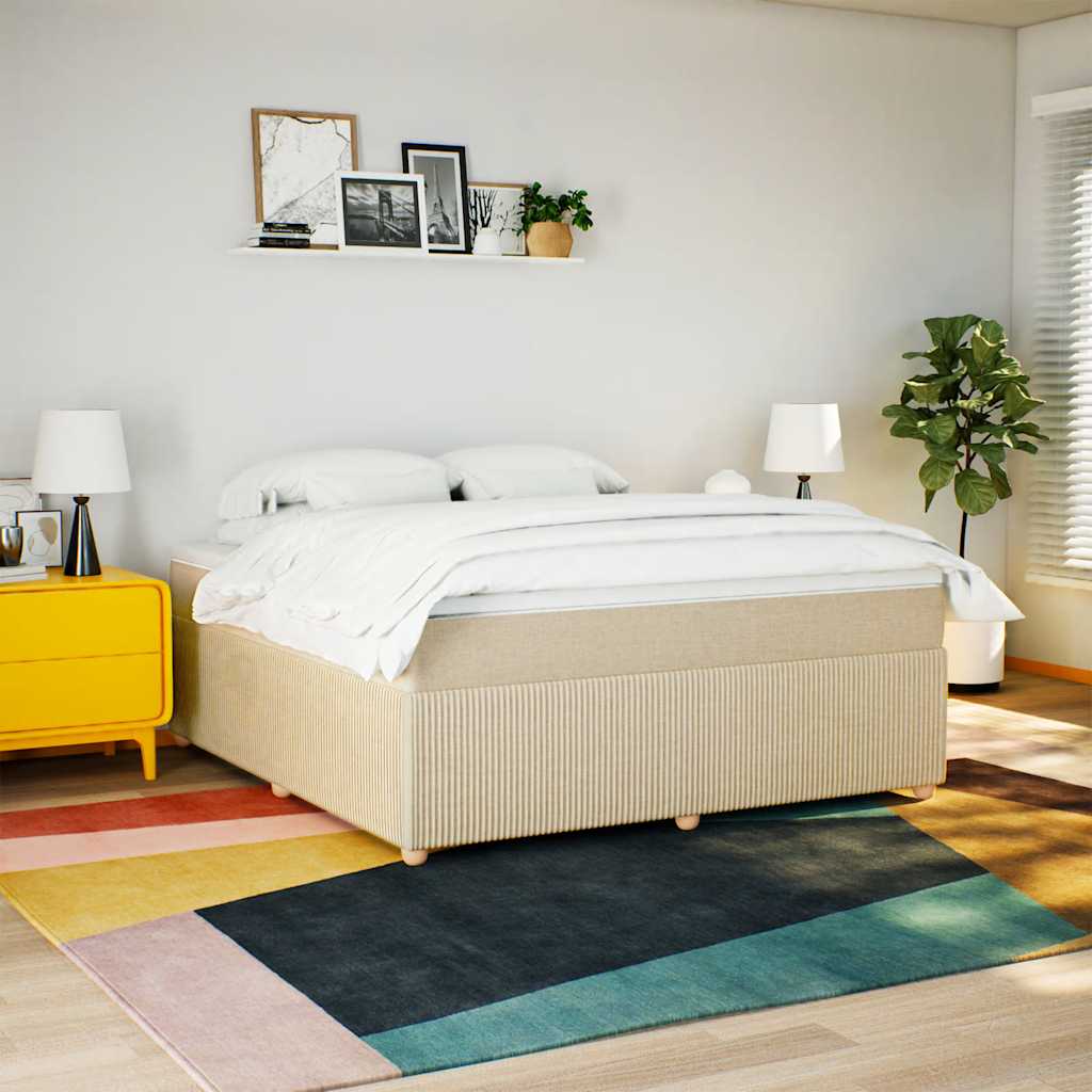 Κρεβάτι Boxspring με Στρώμα Κρεμ 180x200 εκ. Υφασμάτινο - Pakobazaar