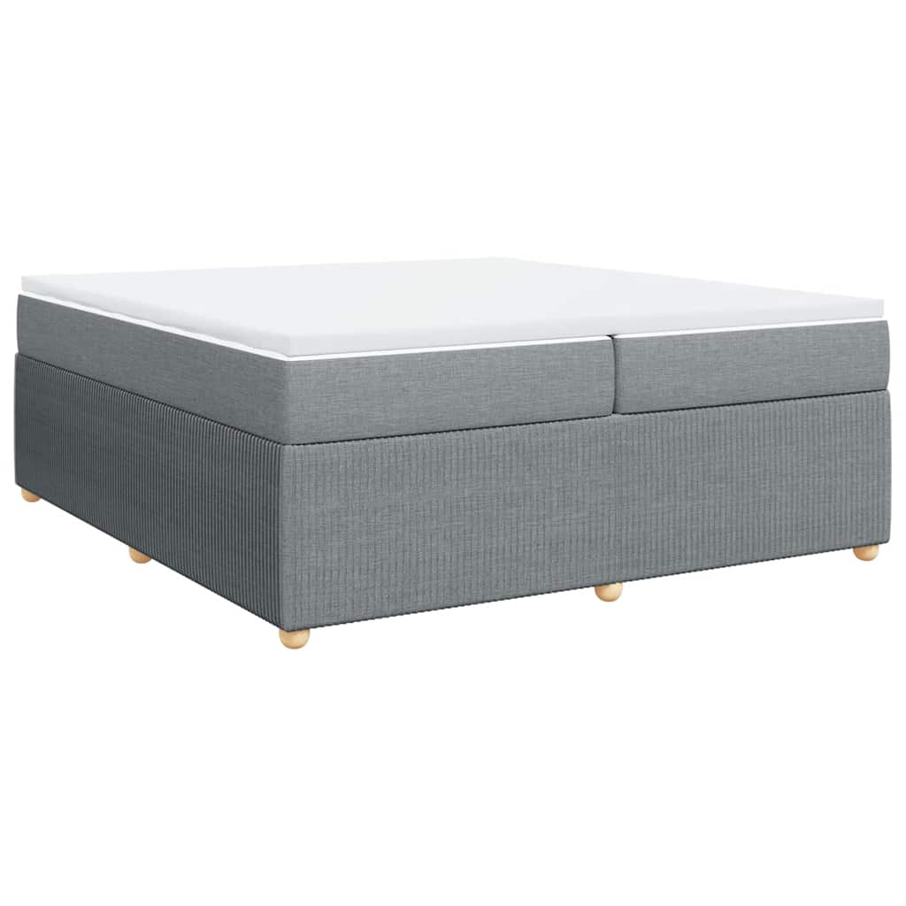 Κρεβάτι Boxspring με Στρώμα Ανοιχτό Γκρι 200x200 εκ. Υφασμάτινο - Pakobazaar