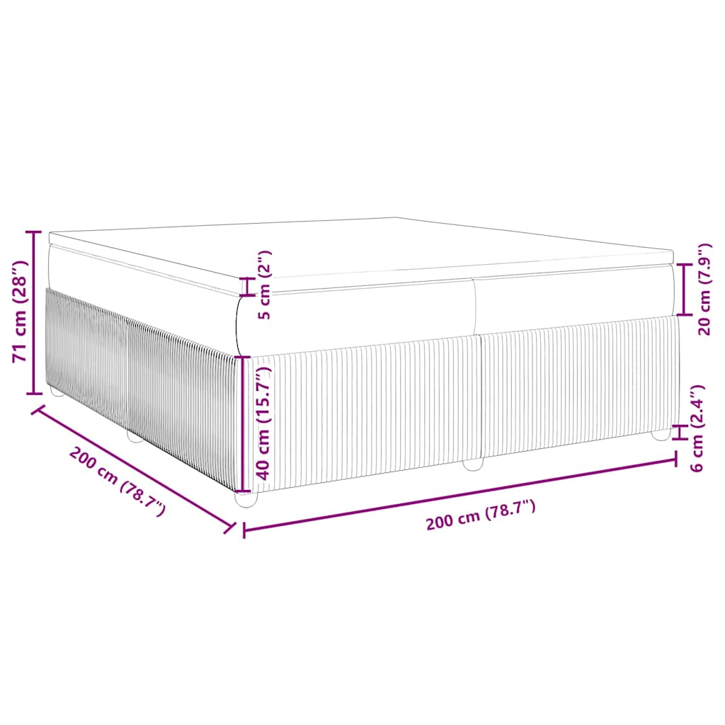 Κρεβάτι Boxspring με Στρώμα Ανοιχτό Γκρι 200x200 εκ. Υφασμάτινο - Pakobazaar