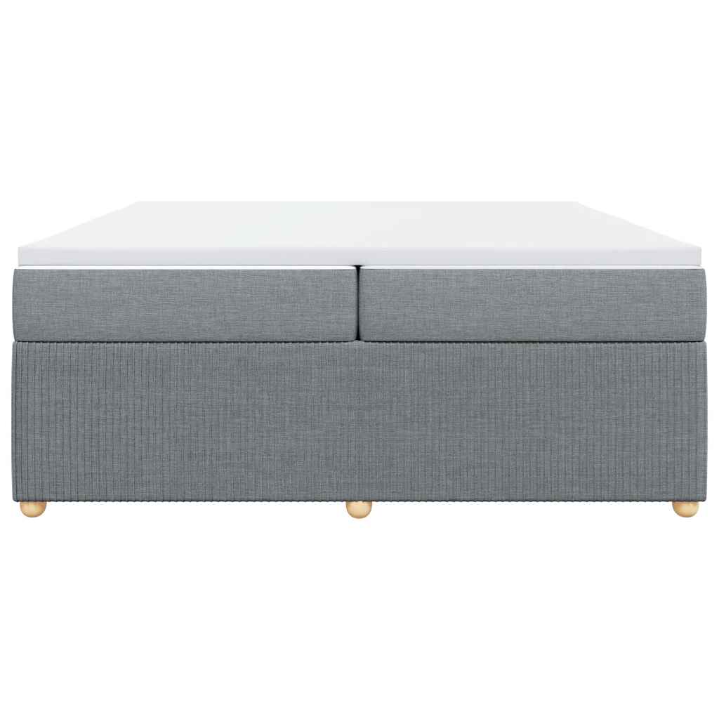 Κρεβάτι Boxspring με Στρώμα Ανοιχτό Γκρι 200x200 εκ. Υφασμάτινο - Pakobazaar