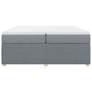 Κρεβάτι Boxspring με Στρώμα Ανοιχτό Γκρι 200x200 εκ. Υφασμάτινο - Pakobazaar