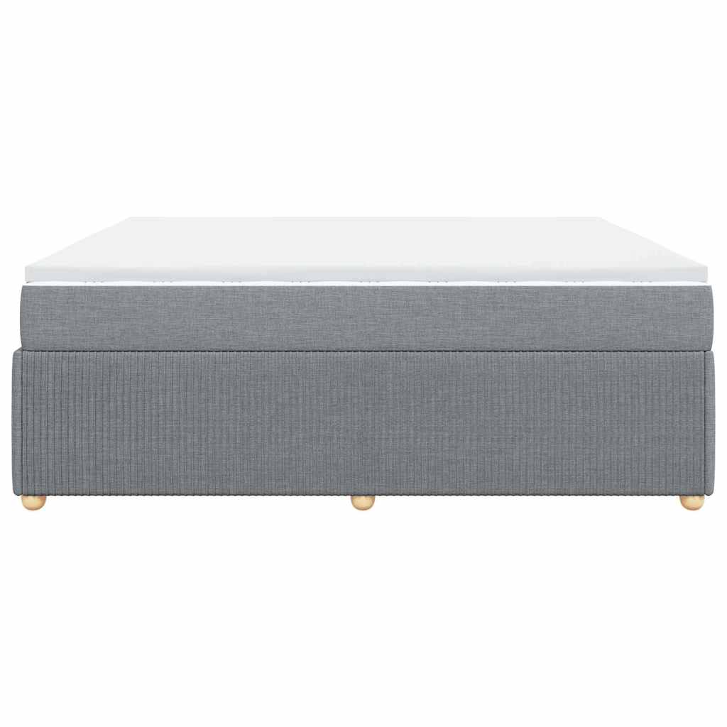 Κρεβάτι Boxspring με Στρώμα Ανοιχτό Γκρι 200x200 εκ. Υφασμάτινο - Pakobazaar