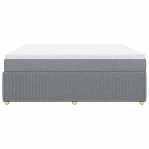Κρεβάτι Boxspring με Στρώμα Ανοιχτό Γκρι 200x200 εκ. Υφασμάτινο - Pakobazaar
